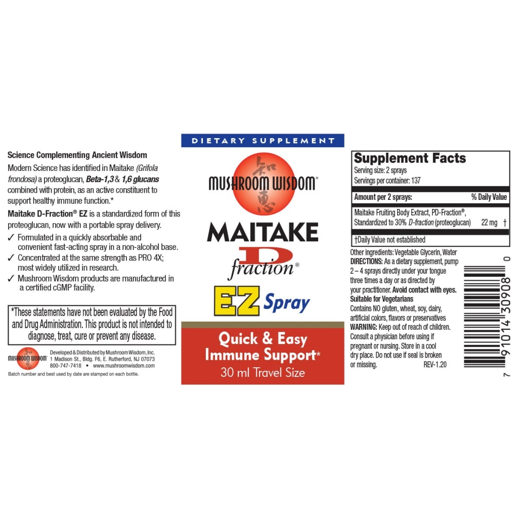 MAITAKE Dfraction® EZ Spray, 30ml Mushroom Wisdom Inc.