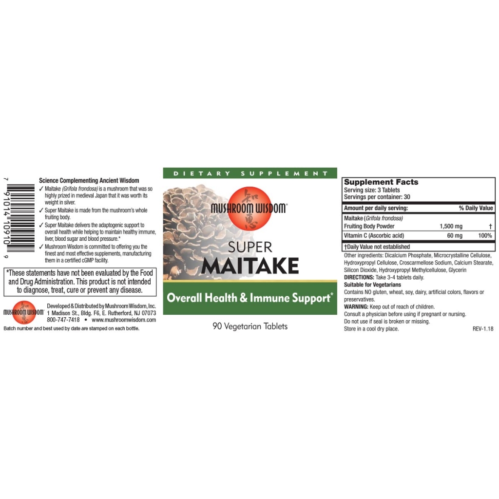 Super Maitake 90 Tablets Mushroom Wisdom Inc.